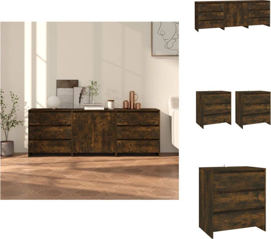 VidaXL Opbergkasten Dressoir met deuren en lades Gerookt eiken 70 x 41 x 75 cm Keukenkast