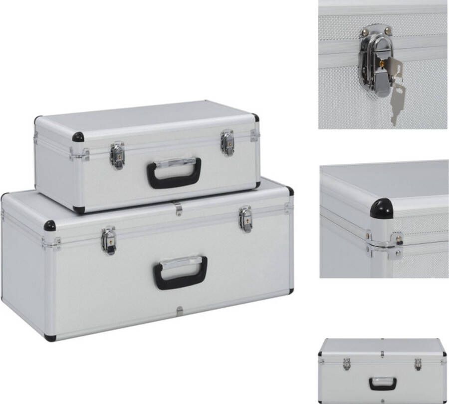 VidaXL Opbergkoffers Hout ABS Aluminium 62.5x28x27cm 47x23.5x18.5cm Krasbestendig Gereedschapskoffer