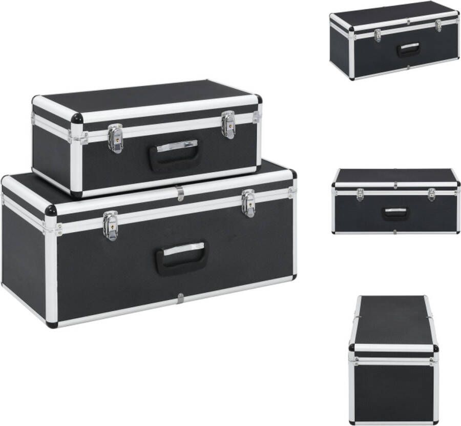 VidaXL Opbergkoffers Set van 2 Hout ABS Aluminium 62.5x28x27 cm 47x23.5x18.5 cm Krasbestendig Gereedschapskoffer
