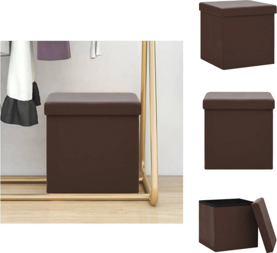 VidaXL Opbergkruk Bruin PVC en MDF 38x38x38 cm Comfortabele zitting Krukje