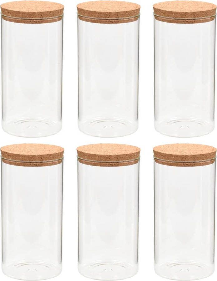 VidaXL -Opbergpotten-met-kurken-deksel-6-st-1100-ml-glas
