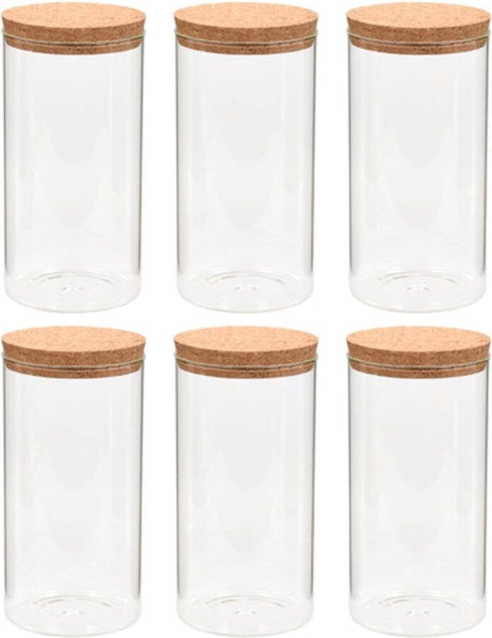 VidaXL -Opbergpotten-met-kurken-deksel-6-st-1400-ml-glas