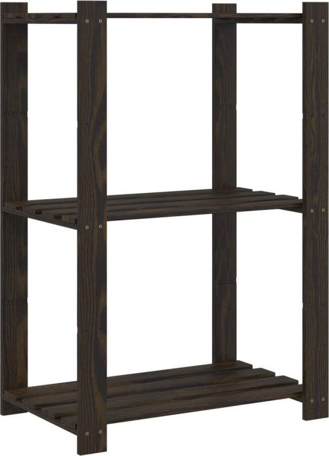 VidaXL -Opbergrek-3-laags-60x38x90-cm-massief-grenenhout-zwart