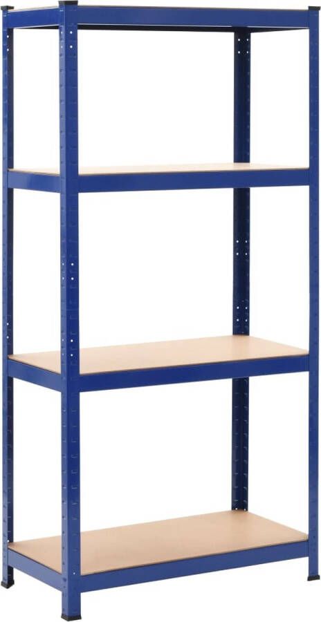 VidaXL -Opbergrek-4-laags-staal-en-bewerkt-hout-blauw