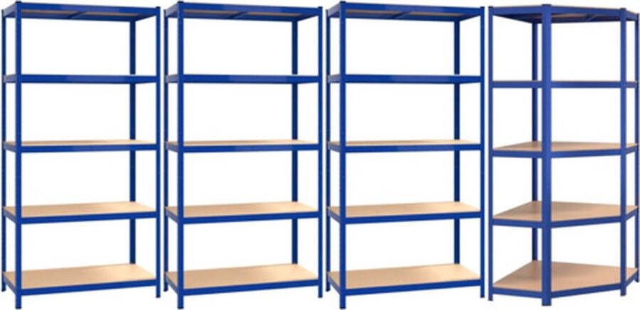 VidaXL -Opbergrek-5-laags-4-st-staal-&-bewerkt-hout-blauw