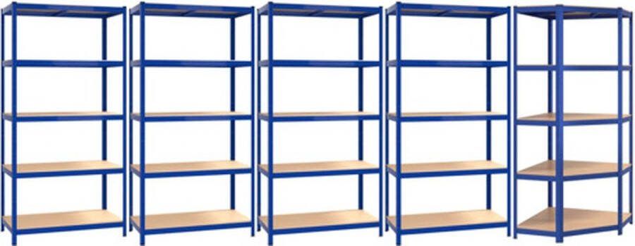 VidaXL -Opbergrek-5-laags-5-st-staal-&-bewerkt-hout-blauw