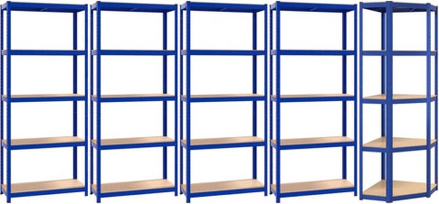 VidaXL -Opbergrek-5-laags-5-st-staal-&-bewerkt-hout-blauw