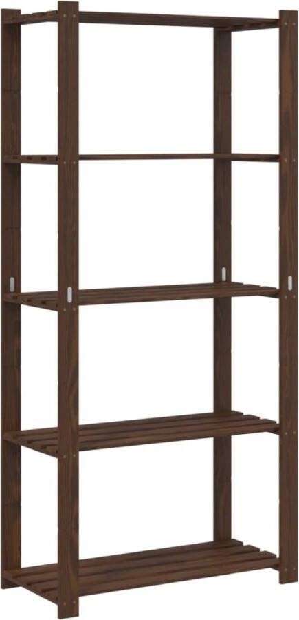 VidaXL -Opbergrek-5-laags-80x38x170-cm-massief-grenenhout-bruin