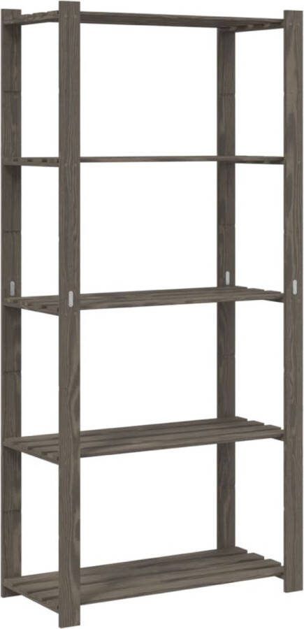VidaXL -Opbergrek-5-laags-80x38x170-cm-massief-grenenhout-grijs
