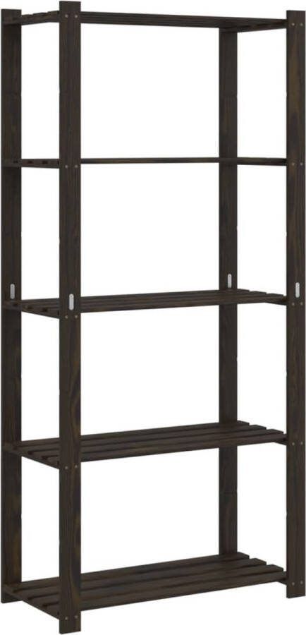 VidaXL -Opbergrek-5-laags-80x38x170-cm-massief-grenenhout-zwart