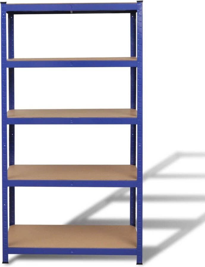 VidaXL -Opbergrek-5-laags-staal-en-bewerkt-hout-blauw