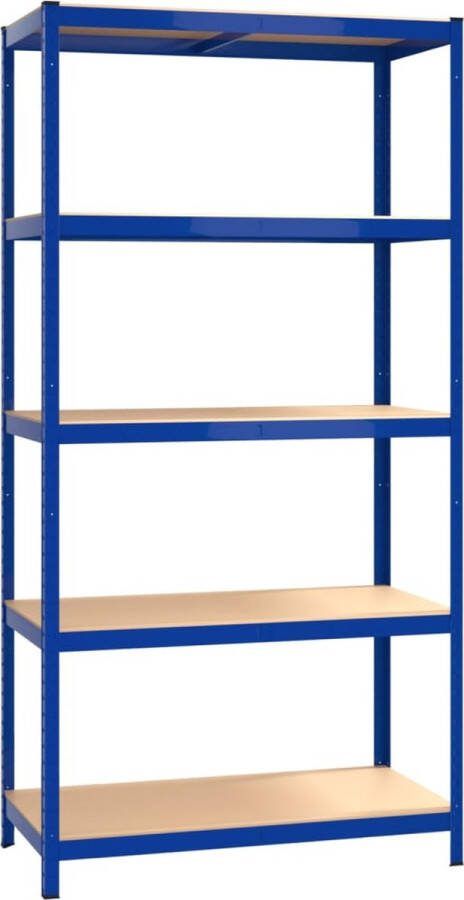 VidaXL -Opbergrek-5-laags-staal-en-bewerkt-hout-blauw
