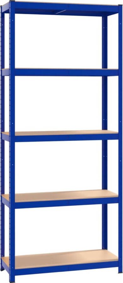 VidaXL -Opbergrek-5-laags-staal-&-bewerkt-hout-blauw