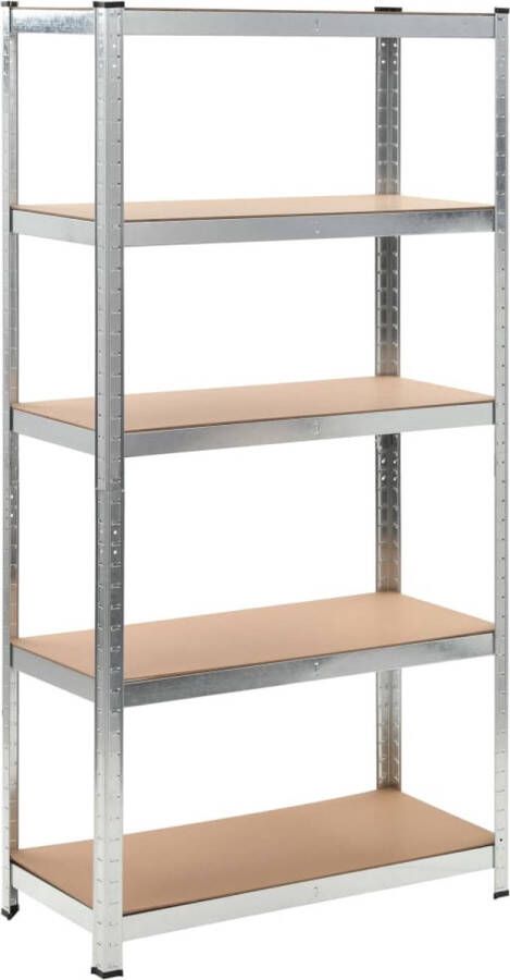 VidaXL -Opbergrek-5-laags-staal-en-bewerkt-hout-zilverkleurig
