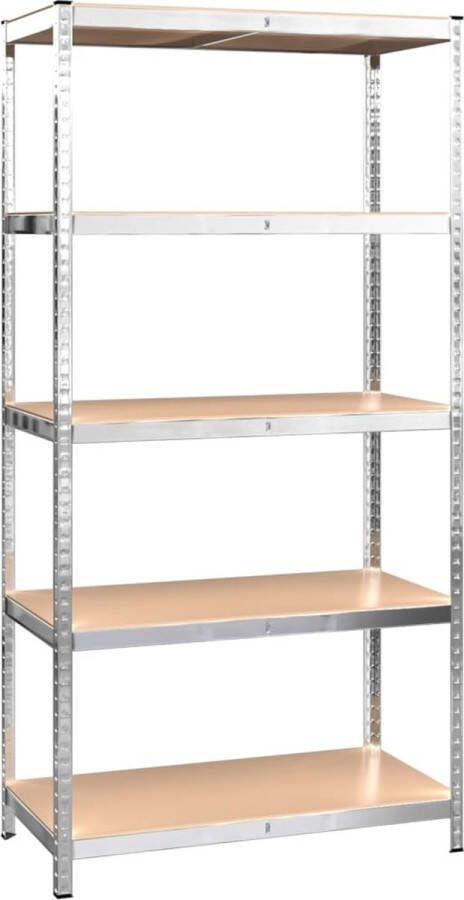 VidaXL -Opbergrek-5-laags-staal-en-bewerkt-hout-zilverkleurig