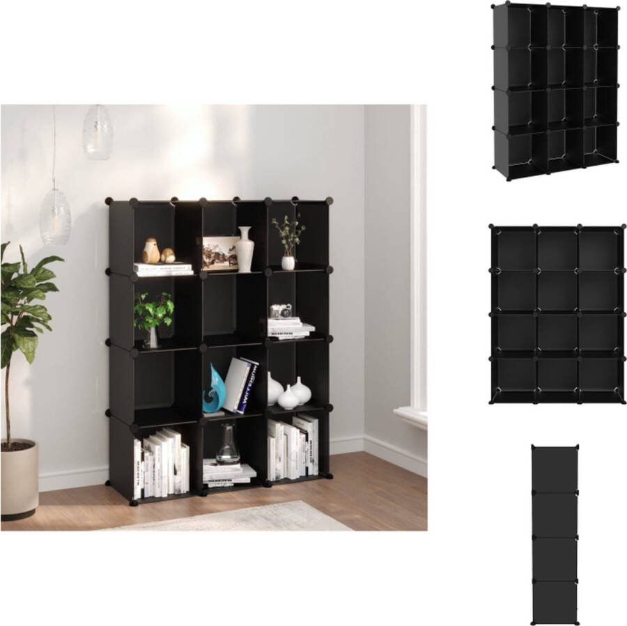 VidaXL Opbergrek Kunststof Zwart 94.5 x 31.5 x 123 cm 12 opbergvakken Schoenenkast