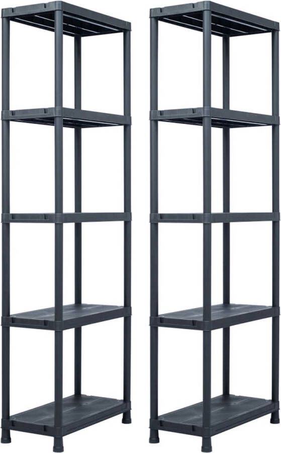 VidaXL -Opbergrekken-2-st-125-kg-60x30x180-cm-kunststof-zwart