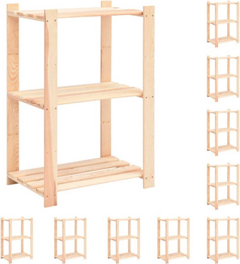 VidaXL -Opbergrekken-3-laags-10-st-60x38x90-cm-grenenhout-150-kg
