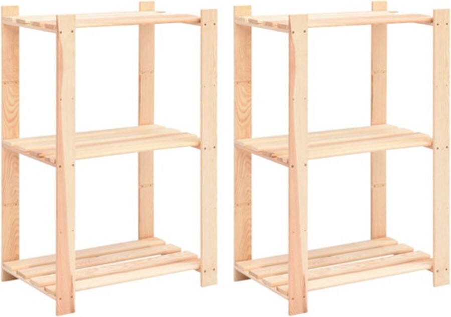 VidaXL -Opbergrekken-3-laags-2-st-60x38x90-cm-massief-grenenhout-150-kg