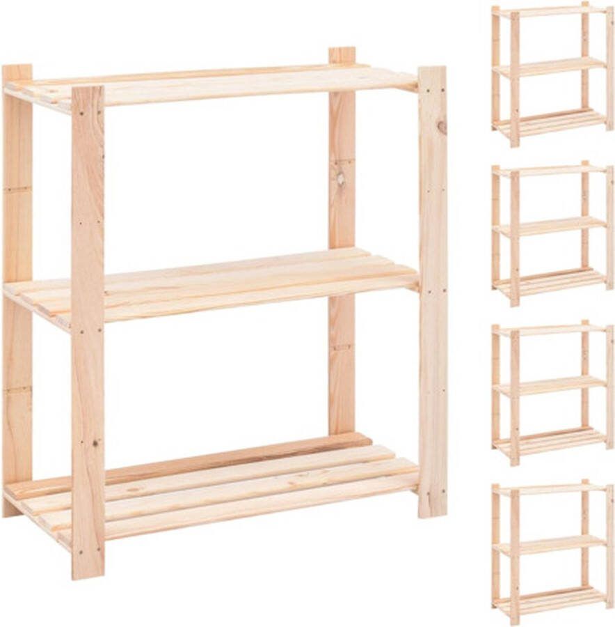 VidaXL -Opbergrekken-3-laags-5-st-150-kg-80x38x90-cm-massief-grenenhout