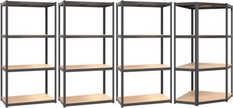 VidaXL -Opbergrekken-4-st-4-laags-staal-en-bewerkt-hout-antracietkleur