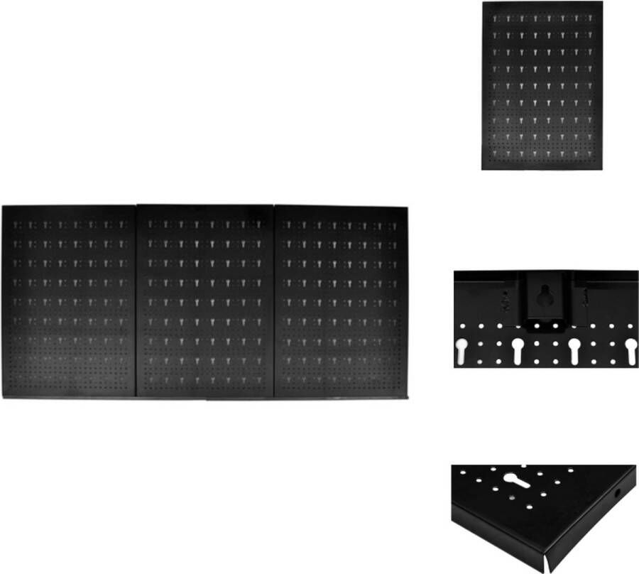 VidaXL Ophangwand voor gereedschap 60x120 cm Metalen wand met 3 panelen Gereedschapswand