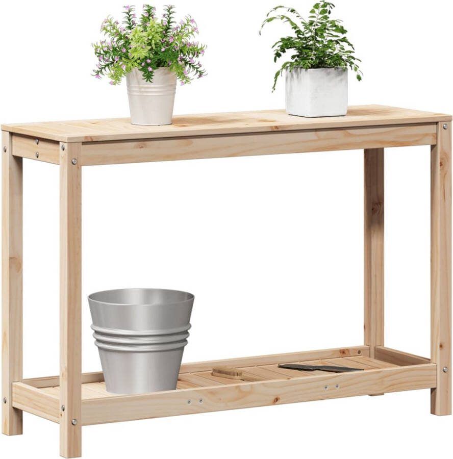 VidaXL Oppottafel met schap 108x35x75 cm massief grenenhout