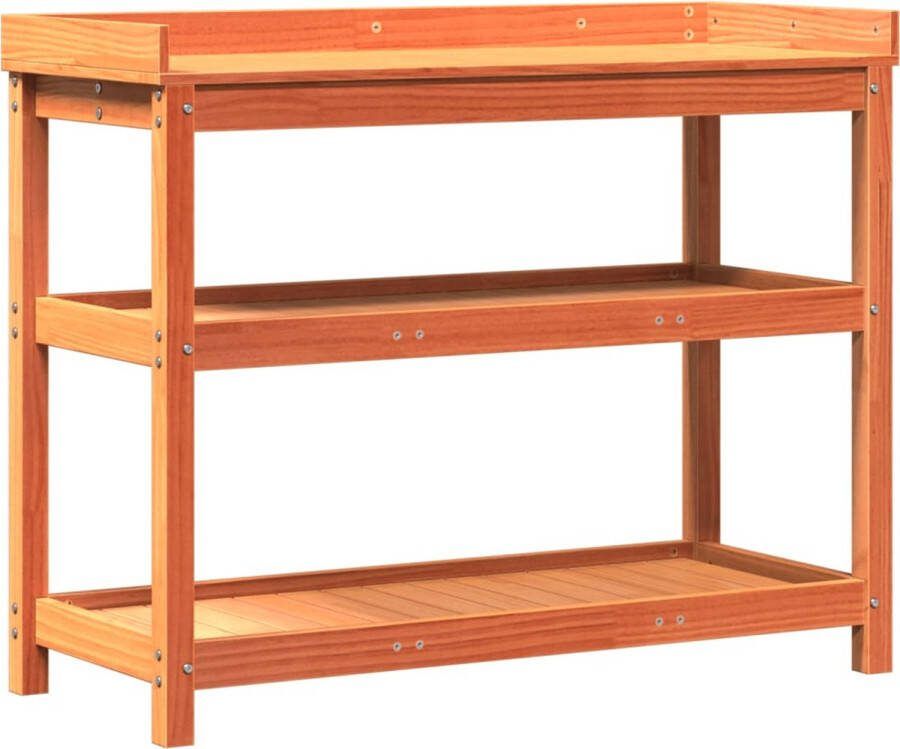 VidaXL Oppottafel met schappen 108x45x86 5 cm grenenhout bruin