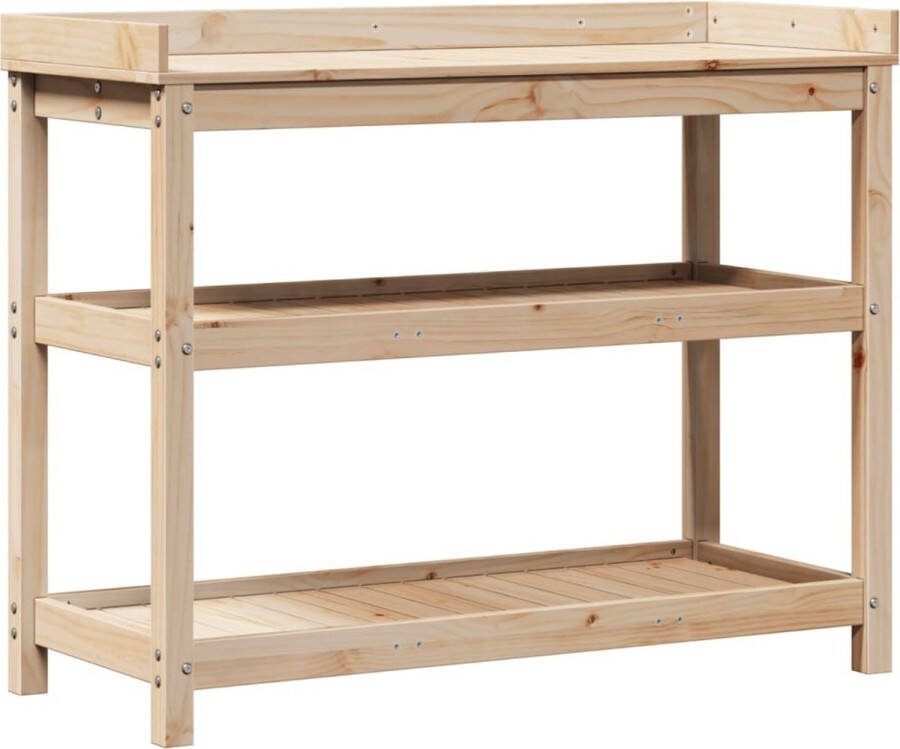 VidaXL Oppottafel met schappen 108x45x86 5 cm massief grenenhout