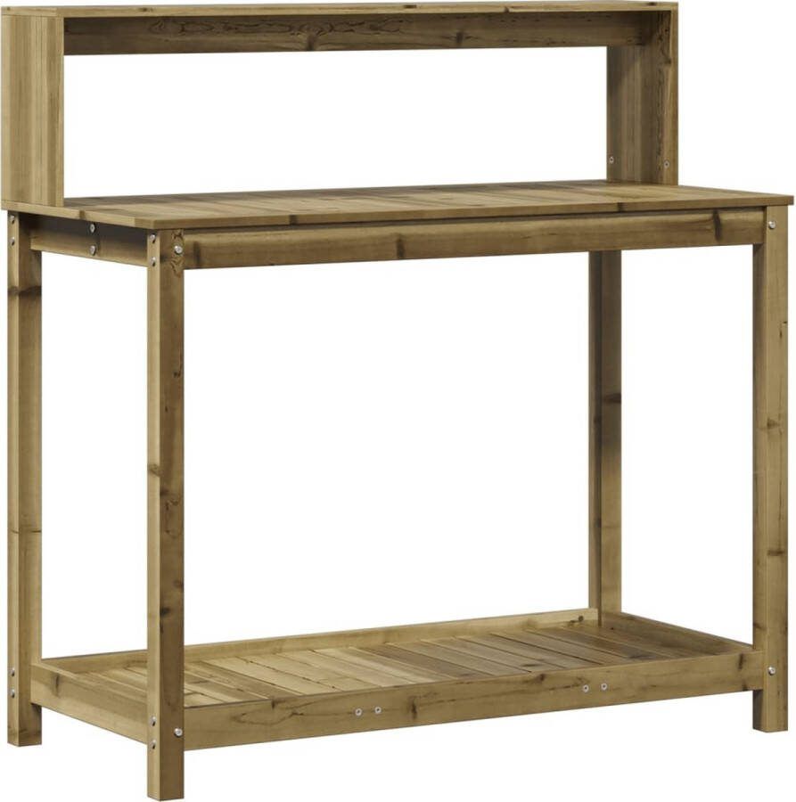 VidaXL Oppottafel met schappen 108x50x109 5 cm geïmpregneerd hout