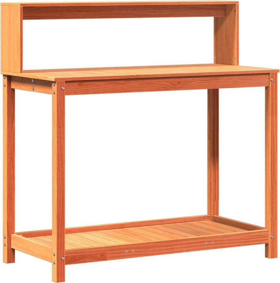 VidaXL Oppottafel met schappen 108x50x109 5 cm grenenhout bruin