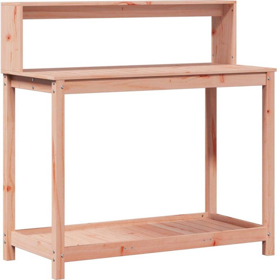 VidaXL Oppottafel met schappen 108x50x109 5 cm massief douglashout