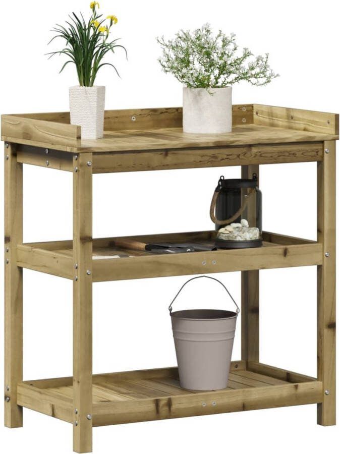 VidaXL Oppottafel met schappen 82 5x45x86 5 cm geïmpregneerd hout