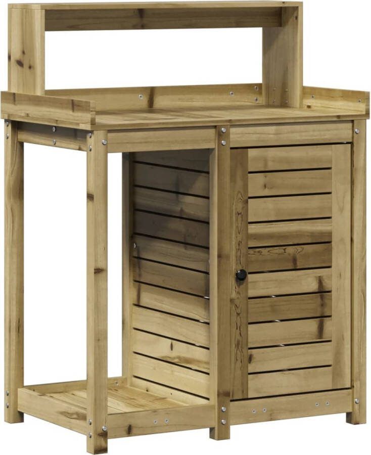 VidaXL Oppottafel met schappen 82 5x50x109 5 cm geïmpregneerd hout