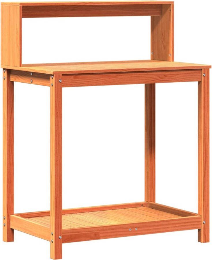 VidaXL Oppottafel met schappen 82 5x50x109 5 cm grenenhout bruin