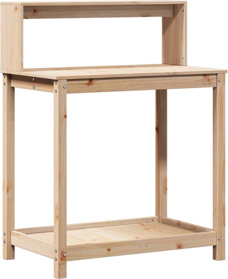 VidaXL Oppottafel met schappen 82 5x50x109 5 cm massief grenenhout