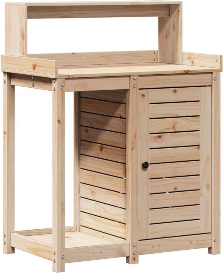 VidaXL Oppottafel met schappen 82 5x50x109 5 cm massief grenenhout
