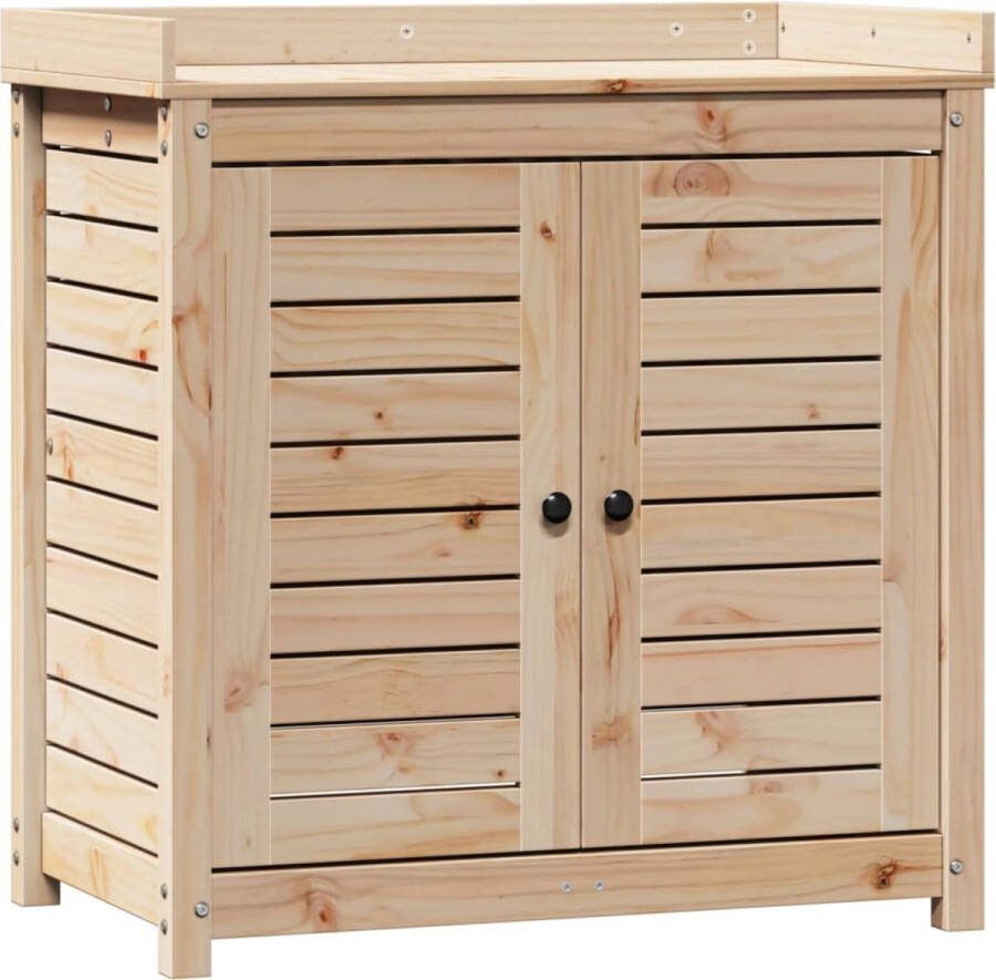 VidaXL Oppottafel met schappen 82 5x50x86 5 cm massief grenenhout