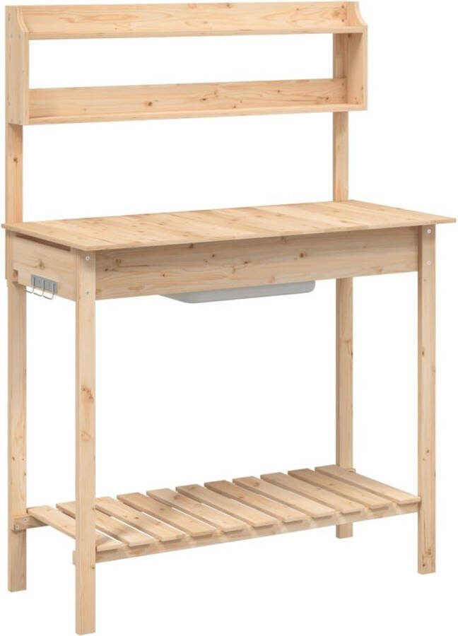 VidaXL Oppottafel met spoelbak 147 5x44x139 5 cm massief vurenhout