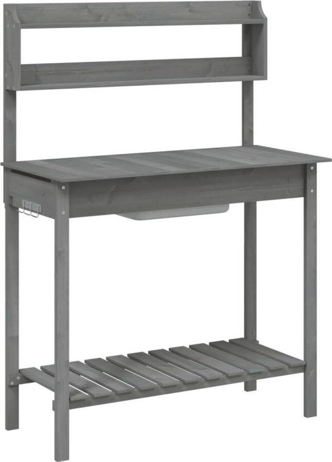 VidaXL Oppottafel met spoelbak 147 5x44x139 5 cm vurenhout grijs