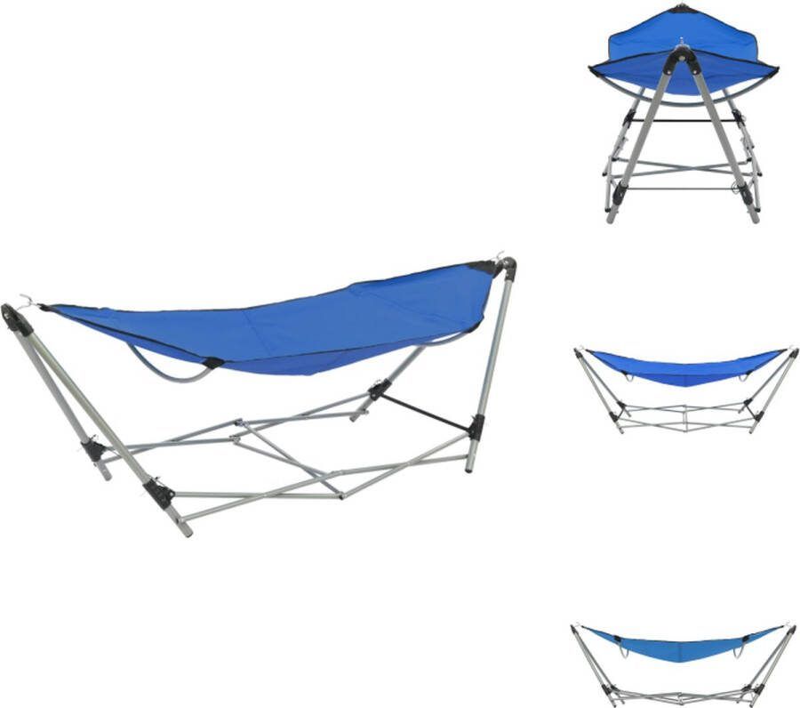 VidaXL Opvouwbare Hangmat Blauw 241 x 76 x 70 cm Gepoedercoat staal en 600D oxford stof Hangmat
