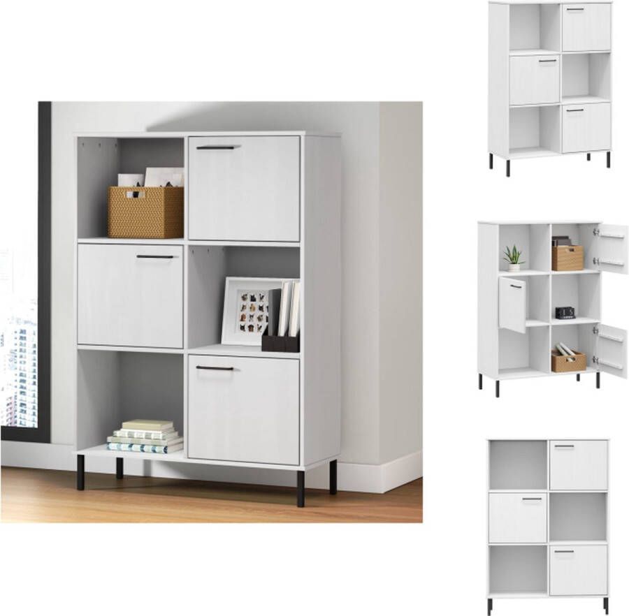 VidaXL OSLO Boekenkast 90x35x128.5 cm Massief grenenhout Wit Kast