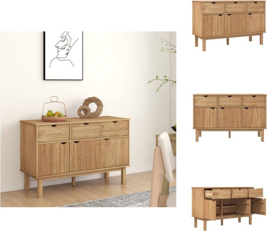 VidaXL OTTA Houten Dressoir 114x43x73.5cm Massief grenenhout Keukenkast