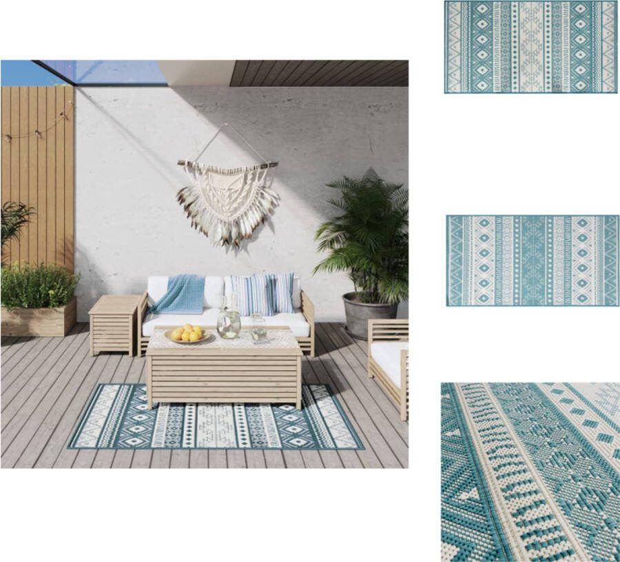 VidaXL Outdoor vloerkleed 80x150 cm Aqua en wit UV-bestendig Waterafstotend Buitenkeuken