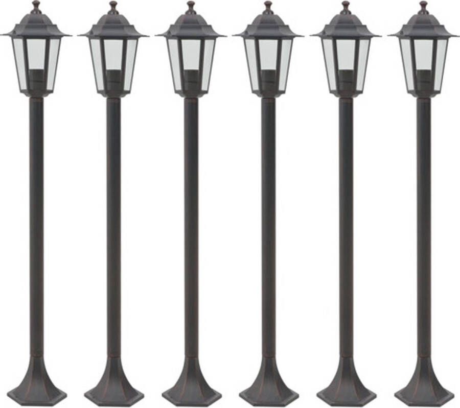 VidaXL Paalverlichting voor tuin E27 110 cm aluminium brons 6 st