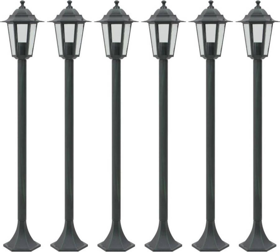 VidaXL Paalverlichting voor tuin E27 110 cm aluminium donkergroen 6 st