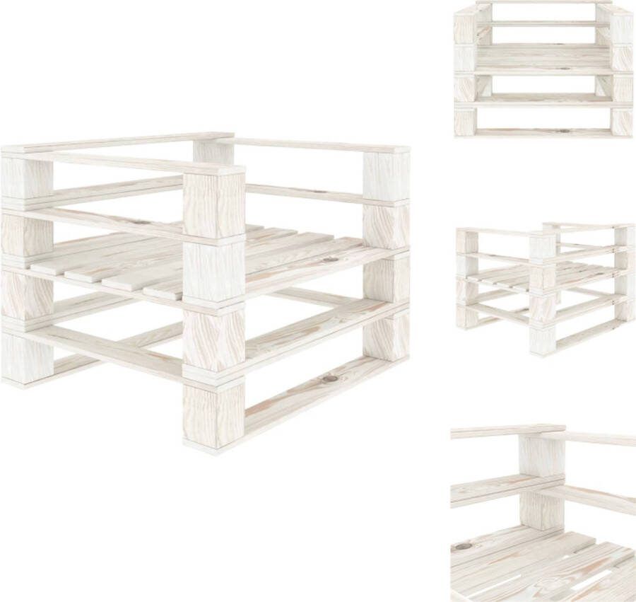 VidaXL Pallet Armstoel Tuinmeubel 80 x 67.5 x 60.8 cm Grenenhout Wit Tuinbank