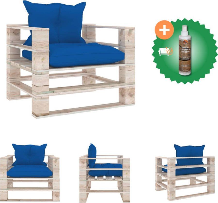 VidaXL Pallet Armstoel Tuinmeubel 80 x 67.5 x 62 cm Grenenhout Loungebank Inclusief Houtreiniger en verfrisser