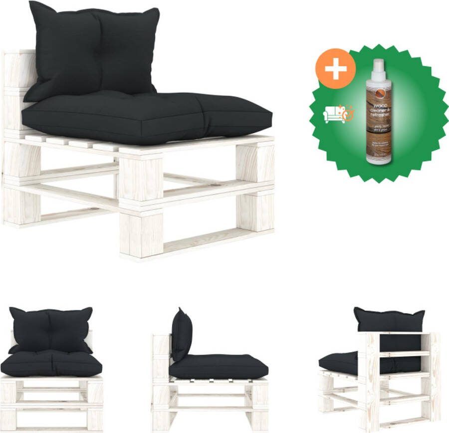 VidaXL Pallet Bank Grenenhout 60 x 67.5 x 60.8 cm Antraciet Wit Loungebank Inclusief Houtreiniger en verfrisser