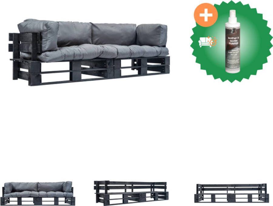 VidaXL Pallet Bankenset Houten Loungeset 220x66x65 cm Grijs Loungebank Inclusief Reiniger